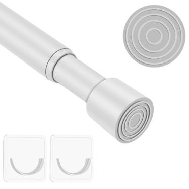 Imagem de Haste de cortina de tensão de mola, hastes de cortina de chuveiro sem perfuração de 39,4 a 54,5 polegadas para janelas, banheiro, armário, antiderrapante, antiferrugem, 1,6 cm de diâmetro, preto, 1