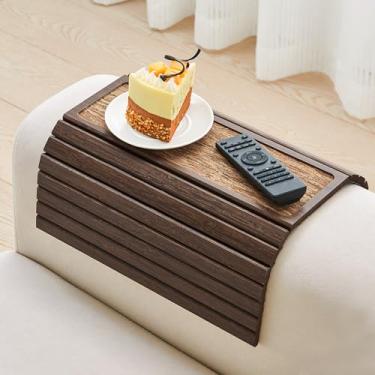 Imagem de GEHE Bandeja de braço de sofá, bandeja de braço de sofá flexível/dobrável para sofá largo, suporte de copo de mesa para sofá, perfeito para alimentos, bebidas, lanches, controle remoto ou telefone