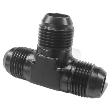 Imagem de UHANBUT Adaptador de encaixe em T 10AN macho flare, adaptador de encaixe de união de mangueira de combustível T anodizado preto, adaptador de linha de combustível de conexão rápida de rosca de