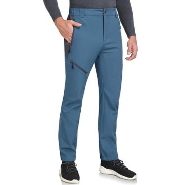 Imagem de Little Donkey Andy Calça masculina de inverno para caminhadas, esqui, neve, softshell, forro de lã, resistente à água, azul ao luar, tamanho 2GG