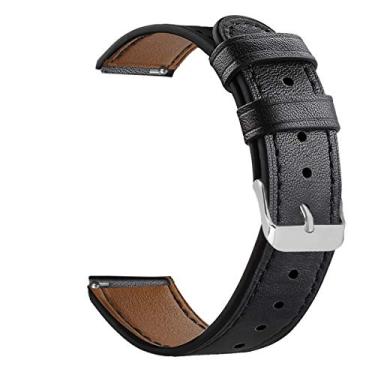 Imagem de Pulseira de relógio de couro clássica de liberação rápida compatível com Quican IDW19, pulseira respirável para smartwatch Quican IDW19 para mulheres e homens (preto)