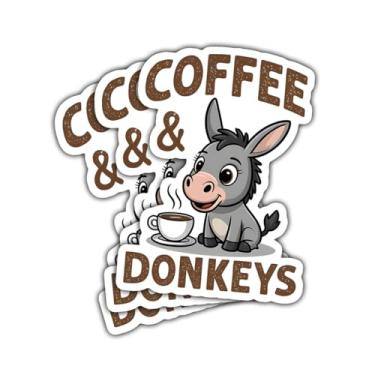 Imagem de Adesivos de 3 peças de café e burro para bebedores de café, fãs de burro, fazendeiros, adultos, adolescentes, decalques de vinil engraçados com humor animal para laptop, carro, garrafa de água