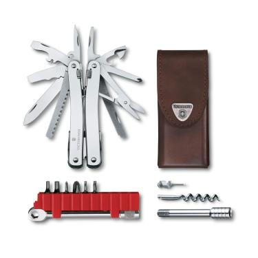 Imagem de Multiferramenta Victorinox Swiss Tool Spirit X Plus Catraca c/bainha de couro, Prata, 36 funções