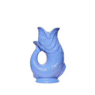 Imagem de The Original Gluggle Jug – Jarro de glug azul marinho em L, 22 cm 0,6 L – Jarro em forma de peixe com glug glug – Decorativo para água com colagem, coquetel, jarro de vinho e gin, decantador ou vaso