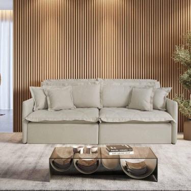 Imagem de Sofá Retrátil E Reclinável Iris 1,60m Linho Cor Bege 2340 Usb Com Kit Usb