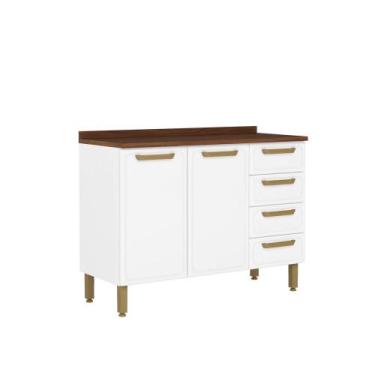 Imagem de Balcão de Aço com Tampo 2 Portas 4 Gavetas Bella Bertolini, Branco