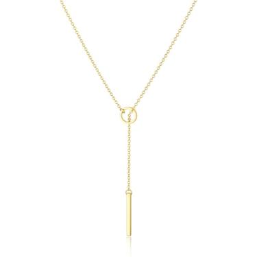 Imagem de Colar com pingente de cruz para mulheres, banhado a ouro 14K, delicado infinito, pingente longo, joia moderna à prova d'água para presentes de Natal, Large, Metal, Sem Pedra Preciosa