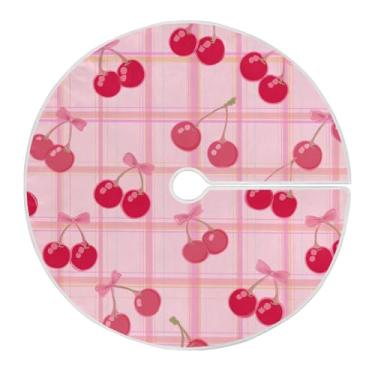 Imagem de Blueangle Saia de árvore de Natal com laço de cerejeira de 89,9 cm - poliéster macio e resistente a rugas, decoração de férias para festas de Natal, árvore festiva e decoração de casa (747)