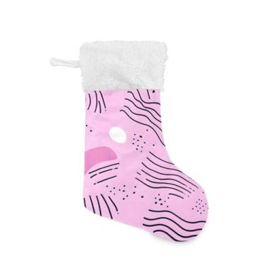 Imagem de GakkiGii Meias de Natal grandes desenhadas à mão, decoração de Natal suspensa para parede de árvore de lareira, 45 x 31 cm