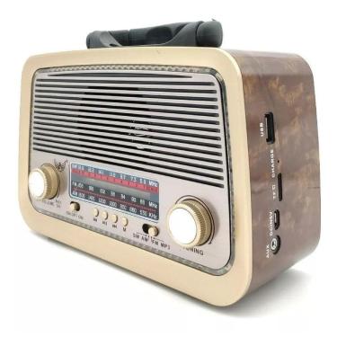 Imagem de Rádio Retrô Vintage Am Fm Sw Mp3 Com Lanterna Recarregável