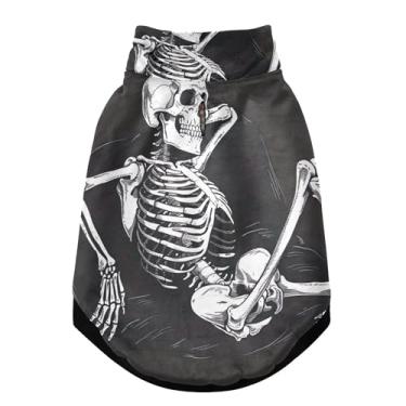 Imagem de SEHANY Casaco de cachorro com tatuagem de caveira para cães pequenos, superquente, à prova de vento, jaqueta de inverno, macia, aconchegante para animais de estimação, moletom para clima frio na neve