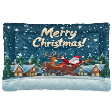 Imagem de SEHANY Cama de Natal para cães e gatos com fundo antiderrapante, cama de canil, colchão macio para animais de estimação, lavável, para cães pequenos, médios e grandes, gatos, 91 x 61 cm