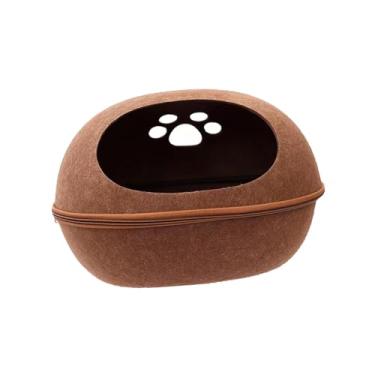 Imagem de Fenteer Cama de feltro para gatos, tipo caverna, esconderijo, suprimentos para animais de estimação, abrigo respirável, tenda para gatos, caverna para, CafÉ