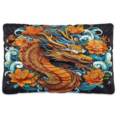 Imagem de SEHANY Cama de dragão vintage para cães e gatos com fundo antiderrapante, caixa de canil, colchão macio para animais de estimação, lavável para cães pequenos, médios e grandes, gatos, 91 x 61 cm