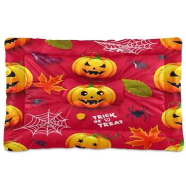 Imagem de SEHANY Cama de Halloween Pumpkins para cães e gatos com fundo antiderrapante, caixa de canil, colchão macio para animais de estimação, lavável para cães pequenos, médios e grandes, gatos, 91 x 61 cm
