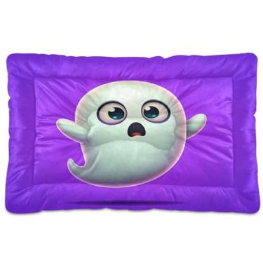 Imagem de SEHANY Cama de cachorro fantasma Halloween Boo Cama de gato com fundo antiderrapante, cama de canil, colchão macio para animais de estimação, lavável para cães pequenos, médios e grandes, gatos, 91 x