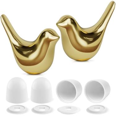 Imagem de Tampas decorativas de parafusos de vaso sanitário de pássaro de cerâmica - conjunto de tampas de parafuso de banheiro com 2 peças, ajuste universal
