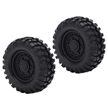 Imagem de Cuofyunl 2 peças de pneus de cubo de roda rc, pneu de borracha de roda de liga de alumínio durável para cc01 mst d90 scx10 1/10 rc pneu de carro de escalada (Preto Superior: 84661 3K000HZ, 84661