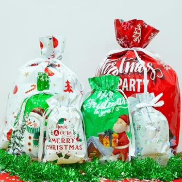 Imagem de KatchOn, Enormes sacos de presente de Natal com cordão – Pacote com 30, tamanhos variados | Sacos de presentes de Natal | Sacos de presente para lembrancinhas de festa de Natal | Pequeno, Médio