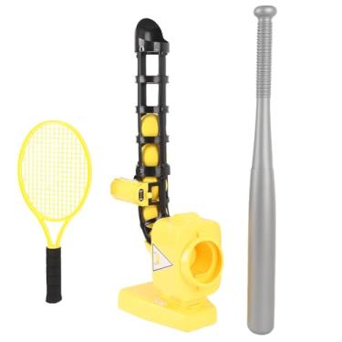 Imagem de Jectse Máquina de Arremesso Automático de Tênis de Beisebol 2 Em 1, Bastão Retrátil e Raquete Elástica para Meninos e Meninas, Com 3 ângulos Ajustáveis ​​para Treinamento Esportivo (YELLOW)