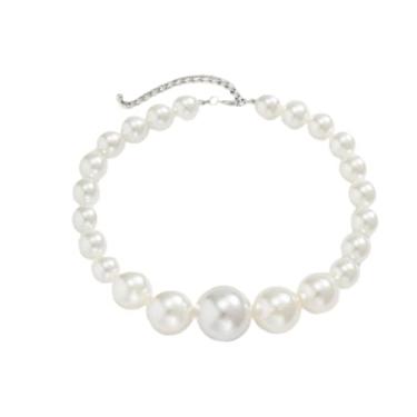 Imagem de Colar gargantilha grossa de pérola sintética para mulheres - joia grande exagerada, colar delicado de pérolas grandes para presentes de casamento de noiva (A-pérola)