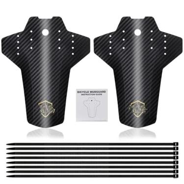 Imagem de 1 par de paralamas para bicicleta, acessórios de ciclismo, bicicleta de estrada, fibra de carbono, bicicleta de montanha, MTB, paralamas para bicicleta.(Black with Gold)