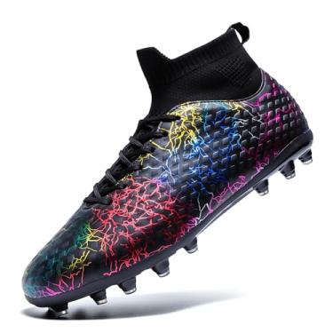 Imagem de TerGisisi Chuteiras de futebol unissex para adultos e jovens de cano alto, Preto, 14.5 Women/12.5 Men