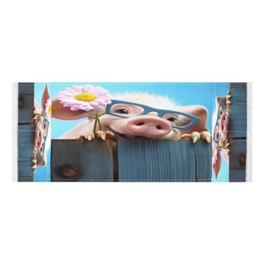 Imagem de Wassud Blue Glasses Pig (2) capas de lavadora e secadora, protetor de lavadora com sacos de armazenamento, capa de geladeira à prova de poeira com bolsos para lavanderia doméstica, cozinha, 120 x 55