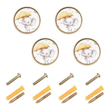 Imagem de Qilmy 4 maçanetas de armário fofas maçanetas de gaveta de elefante bebê - ferragens de armário de cozinha sólidas maçanetas para casa, cozinha, banheiro ou escritório705