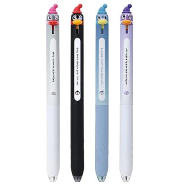 Imagem de MOZXIRZ 4 canetas de gel fofas canetas retráteis de pinguim de desenho animado de 0,5 mm, caneta de escrita de tinta preta Kawaii, animal para meninas, meninos, mulheres, homens, material escolar (4