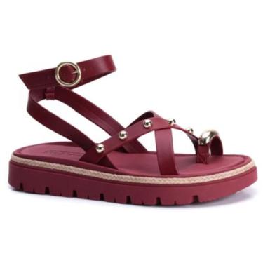 Imagem de Sandália Moleca Feminina Dedo Dourado Tratorada 5504.213 Cor:CherryTam