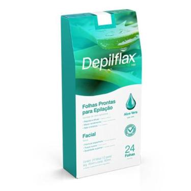 Imagem de Folhas Prontas Facial Depilação Cera Depilflax Aloe Vera 24un