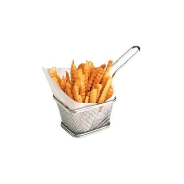 Imagem de Cesto para Fritura em Aço Inox, 23,7cm de Diâmetro x 8cm de Altura, Escorredor de Óleo para Cozinha Profissional e Doméstica
