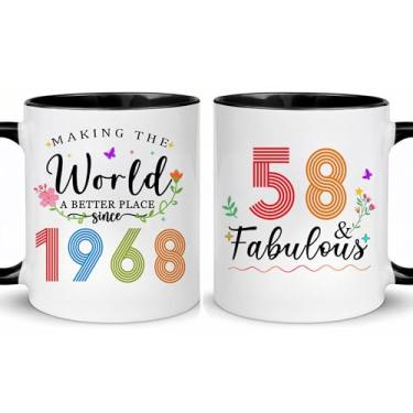 Imagem de Choinn 1968 Presentes de aniversário de 58 anos para mulheres e homens, 58 anos, presente de aniversário, caneca de café para mãe, pai, avó, vovô, ideias de presentes de aniversário de 58 anos, Dia