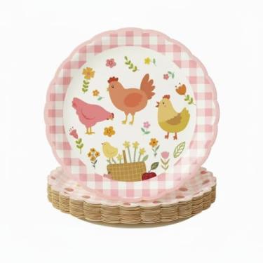 Imagem de Havawish 100 peças de pratos de festa de frango, decoração de aniversário, pratos de papel descartáveis, despedida de solteira, conjunto de utensílios de mesa para jantar com tema ocidental