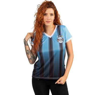 Imagem de Camiseta Baby Look Gremio Oficial Gola V Esportiva Feminina-Feminino