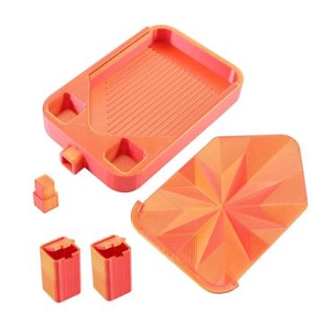 Imagem de Fancyes Bandeja com Tampa, Organizador Versátil para Miçangas, Ideal para Estação de Trabalho, Ponto Cruz E Oficinas de Hobby, Ouro E Vermelho, Tamanho real