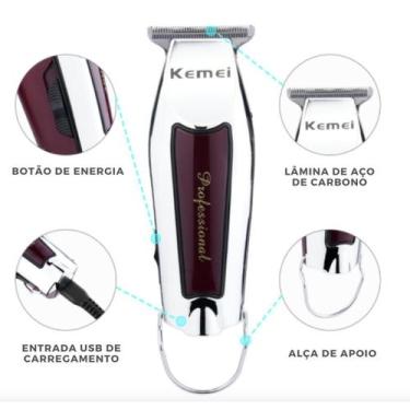 Imagem de Maquininha D Acabamento Detalhe Cabelo Barba S/fio Km9163 - Kemei, Biv