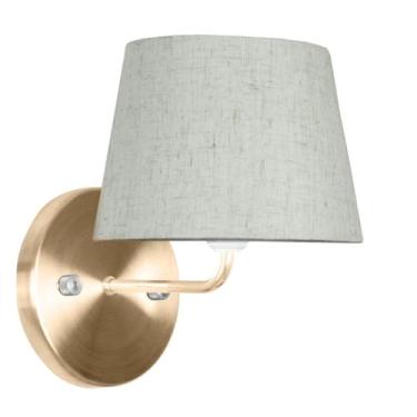 Imagem de Arandela New Cobre de Cúpula Tradicional - Luminária de Parede com Linho Claro, Soquete E27 Bivolt, Ideal para Quarto, Sala ou Hall, Design Clássico Elegante