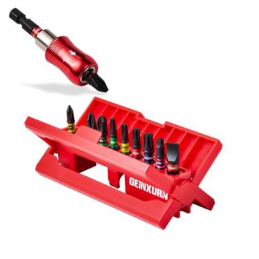 Imagem de Geinxurn Conjunto de 11 peças de pontas de chave de fenda de impacto, aço S2 magnético de 2,5 cm Phillips/quadrado/Torx/pontas com ranhuras, suporte de broca de impacto com caixa de armazenamento em