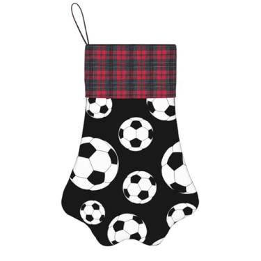 Imagem de Meias de Natal com estampa preta de futebol, animais de estimação, decoração de Natal, cães, gatos, árvore, presente conveniente