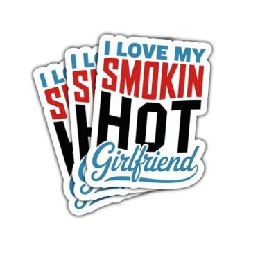 Imagem de 3 peças adesivo I Love My Smokin Hot Girlfriend presente engraçado para casais ele ela I Love My Smokin Hot Girlfriend adesivos namorada namorada namorada carro decalque para laptop garrafa caderno
