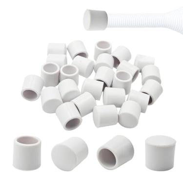 Imagem de AUXBC 50 peças de pontas de para-choque de batente de porta de 0,39 polegadas tampas de substituição de borracha branca para proteção de parede de porta móveis de escritório em casa protetores de