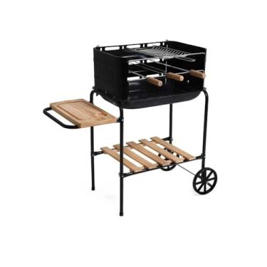 Imagem de Churrasqueira Califórnia de Carvão com Bacia Esmaltada - Acessórios Inclusos, Grelha, Espetos e Rodas para Fácil Transpor