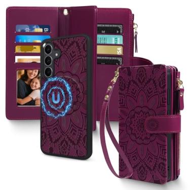 Imagem de Harryshell Capa carteira destacável para Samsung Galaxy S25 FE compatível com Magsafe com bloqueio de RFID slots de cartão capa de telefone removível bolsa com zíper alça de pulso para homens mulheres