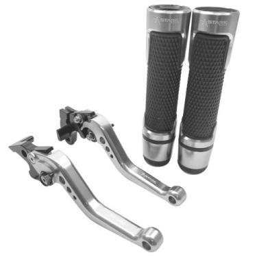 Imagem de Kit Manete E Manopla Pegasus Stark Moto Suzuki Intruder 125, Prata