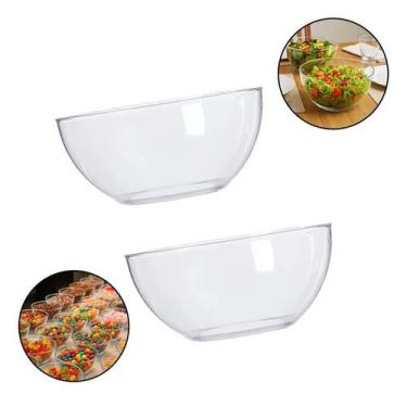 Imagem de Kit 2 Tigelas Bowl Saladeira Acrílico 3000ml Cozinha 26x12cm - FRIGOPR