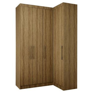 Imagem de Guarda Roupa De Canto 2 Peças 4 Portas Paris Luciane Móveis Avelã Pf-avelã Pf