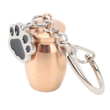 Imagem de Chiffonade Chaveiro memorial de aço inoxidável para animais de estimação - urna impressa à prova d'água para cinzas de cães e gatos, joias de lembrança para animais de estimação (ouro rosa)