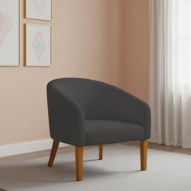 Imagem de Poltrona Sala Decorativa Stella Pé Madeira Trapézio Castanho Bouclê D03 - D'rossi Grafite